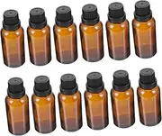 HAMPPLIES 12Pcs Coffee Colored Essential Oil Bottles Refillable Glass Vials with Dropper Caps for DIY Fragrances Lotion Storage and Blends Airtight Leakproof