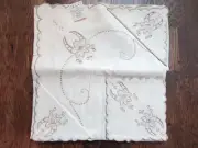 NEW Vtg 1950s BLI Embroidered Linen 40" x 40" Square Tablecloth + 4 Napkin Set