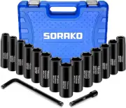 1/2” Impact Socket Set 16 Piece Metric Deep Socket 10-24 Mm,Deep Impact Socket