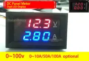 DC 100V 10A 50A 100A Digital Voltmeter Ammeter Combo Meter Gauge Voltage Monitor
