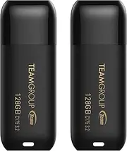 TEAMGROUP C175 128GB 2Pack USB3.2 Gen1 (USB 3.1/3.0) Read 100MB/s Flash Drive, External Data Storage Memory Stick for Computer/Laptop Matte Black TC1753128GB22