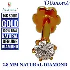 2.8mm Real i Diamond Solitaire Wedding Nose Lip Labret Ring Stud Piercing Screw