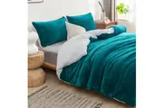 Luxor 2 in 1 Teddy Fleece Sherpa Duvet Cover Set and Blanket Teal