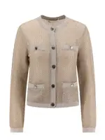 [Tory Burch] Tory Burch-Kendra Starlight Titanium Mesh Cardigan-Donna M
