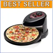 Elegant Black Rotating Pizza Maker - Cooks Frozen & Homemade Delights Quickly