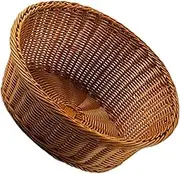 1pc Woven Basket Rattan Fruit Bread Picnic Basket Containers Wicker Desktop Organizer Brown re-usable