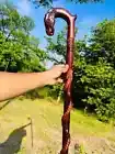 carved Wooden Stick ~ Eagle Head & Snake Climbing On A Tree Shaped Hand carved