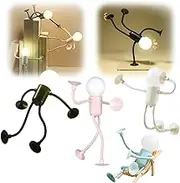 Newly Changeable Shape Funny Sportsman Night Light Christmas Decorations,Cute LED Mini Night Light DIY Shape Night Lights for Boys Girls Room Suction Cup Bendable Desk Lamp Kitchen (All-4pc)