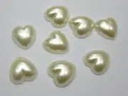 100 Ivory Heart Half Pearl Bead 14mm Flat Back Scrapbook Craft