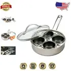 Perfectly Poached Eggs Made Easy | 4-Egg Stainless Steel Poacher with Glass Lid