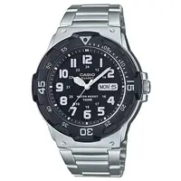 在飛比找PChome24h購物優惠-【CASIO 卡西歐】銀色型男不鏽鋼腕錶/銀x黑面(MRW-