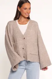 [PUP51] Fern Wide Sleeve Cardigan - Mushroom XS
