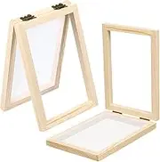 Sewroro 2pcs Wooden Paper Making Frame and Craft Tools for Handmade Paper Projects and Creative Art Activities