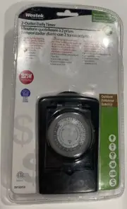 Westek 2-outlet outdoor daily timer TM13DOLB 24 hour timer 2 grounded outlets