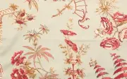 SCALAMANDRE Shantung Garden Bloom Remnant New Floral Linen Remnant New