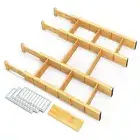 Bamboo Drawer Dividers with Inserts and Labels, Kitchen Adjustable NATURAL