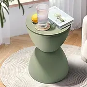 Furb Round Coffee Table Small Side Table Modern Hourglass Stool Nordic Style Round Stool for Living Room, Bedroom, Office, Cafe Green Plastic Chair