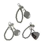 Elegant Key Holder with Oval/Round/Heart Mirror Bag Ornament for Trendsetters