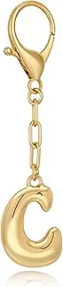 [WOWORAMA] Initial Letter Keychain for Women Chunky Gold Bubble Letter Bag Charm Purse Charm Personalized Keyrings Accessories