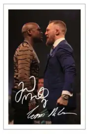 FLOYD MAYWEATHER JR & CONOR McGREGOR BOXING SIGNED 6X4 AUTOGRAPH PHOTO PRINT