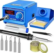 Soldering Station,Digital Soldering Iron Station 60W,with Precision Heat Control (392°F to 896°F),Built-in Transformer, ESD Safe,°C/°F, with Holder,Tips,Sponge, Tweezer, Cleaner, Lead Free Solder Wire