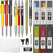 Nicpro 18 Pack Carpenter Pencils Mechanical, Construction Pencils with 60 Refill, Automatic Center Punch and Carbide Scribe Tool, 2.0mm Mechanical Pencil for Woodworking, Best Carpenters Marking Tool