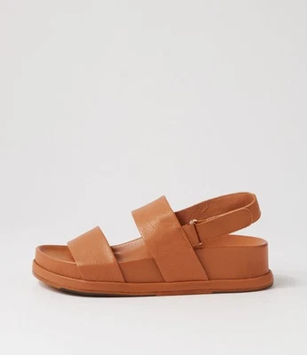 New Django & Juliette Gabisse Tan Leather Sandals Womens Shoes Casual