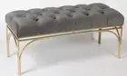 Handmade Tufted button ottoman/ bench with Gold metal base -Dark GReY 100Length
