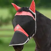 Harrison Howard Horse Fly Mask Long Nose with Ears Orange/Black M