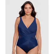 Miraclesuit Swim Illusionists Crossover Draped Shaping Swimsuit PLUS-Midnight