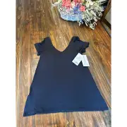 Athleta Essence Support Top V-Neck Activewear T-Shirt Built-In Bra Small