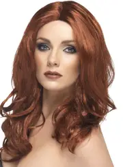 Superstar Womens Short Auburn Curly Costume Wig