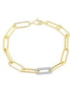 Bloomingdale's Fine Collection Diamond Paperclip Bracelet in 14K White & Yellow Gold, 0.70 tcw