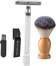 Beatifufu Manual Shaving Cutter Set Hair Razor Hair Shaver Portable Traditional Shaver Shaving Brush Blade Kit
