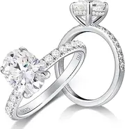 [Hitlinker] Moissanite Engagement Rings for Women 2ct Oval Cut Promise Wedding Rings for Her 925 Sterling Silver Solitaire Lab Created Diamond Rings Anniversary Ring for Womens Size Size 4.5-11