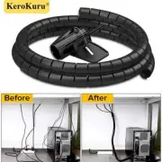 2M 16/10mm Flexible Spiral Cable Wire Protector Cable Organizer Computer Cord...
