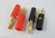 4x Gold Banana Male Audio Speaker Plug Screw Test Connector Adapter Black & Red