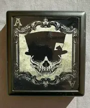 Ace of Spades Skull Top Hat Halloween Small Black Case Card Money Holder