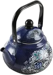 Totority Enamel Tea Kettle Stovetop Compatible Decorative Camping Water Pot Elegant Chinese Style Teapot for Home Office Use Durable Heat Resistant Design