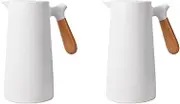 Binxind 2X 1L Glass Liner Vacuum Flask Hot Water Jug Home Office Insulation Leakproof Hot Water Pot for Coffee Tea Thermal,White