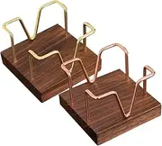 UTHCLO 2pcs Wooden Stick Note Holder: Desktop Memo Organizer - Hollow Metal Frame Notepad Dispenser for Office/Study/and Home Decor