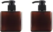 2PCS 250ml/8.4oz Empty Refillable Plastic Square Bottle Cosmetic Packaging Bottle with Spray Pump For Liquid Lotion Soap Hand Washer Cosmetic Makeup Shampoo Dispenser(Brown)