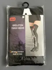 Skeleton & Red Roses Over The Knee Thigh Highs Stocking Socks Halloween Dress Up