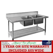 FED COMMERCIAL DOUBLE RIGHT SINK BENCH WITH POT UNDER SHELF DSB6-1500R/A