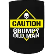 Alcohol Stubby Holder - Caution Grumpy Old Man - Funny Novelty Birthday Gift Joke Beer Can Bottle