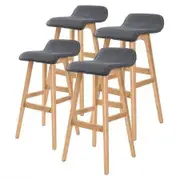 4X Oak Wood Bar Stool Dining Chair Fabric SOPHIA 74cm GREY
