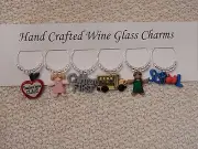 "SCHOOL TEACHER" SET OF 6 HAND CRAFTED Wine glass drink marker Charms
