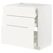 METOD / MAXIMERA base cab f hob/3 fronts/3 drawers, white/Vallstena white, 80x60x80 cm