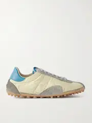 [Maison Margiela] Maison Margiela - Sprinter Leather And Brushed Suede-trimmed Shell Sneakers - Pastel yellow - IT38 IT 38 Yellow