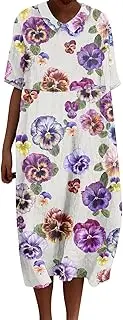 [Generic] Casual Knee Length Dresses for Women Linen Dress with Pockets（Convertible Dress with Front and Back Option） Lace Beach Dresses for Women